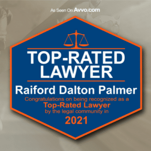 avvo 2021 top rated lawyer badge for raford palmer